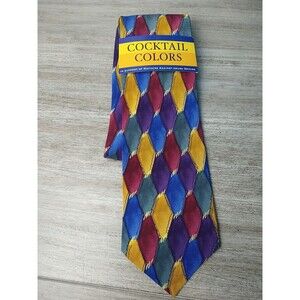 Stonehedge Cocktail Collection Men's Tie  Red Blue Purple Gold Diamond 100 Silk